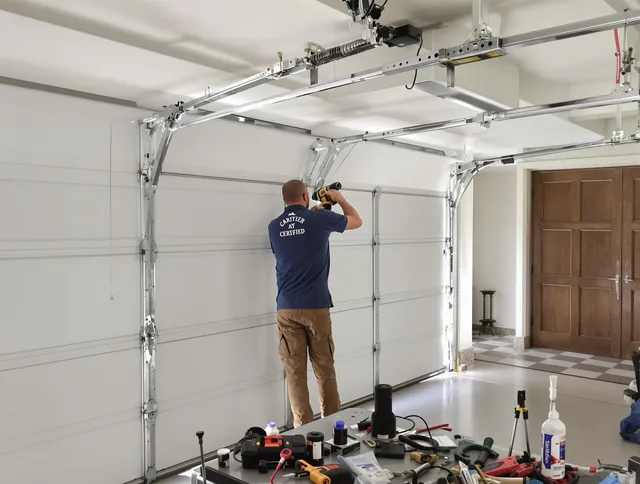 Sharon Garage Door Repair certified technician performing precision garage door repair in Sharon