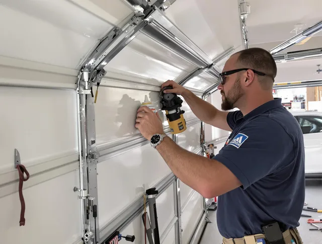 Sharon Garage Door Repair technician quieting a noisy garage door in Sharon