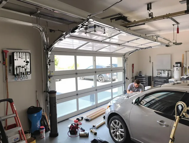 Garage door noise reduction service by Sharon Garage Door Repair in Sharon