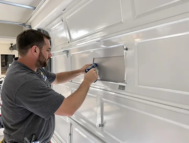 Garage door panel repair by Sharon Garage Door Repair in Sharon